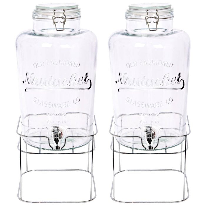 Rink Drink Glass Drinks Dispensers with Tap & Chrome Stand - 8.7L - Pack of 2