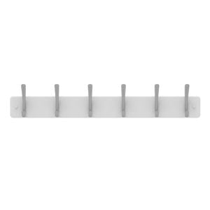 Mode Perma Products 6 Brushed Nickel Hooks White Board Hat And Coat Rack