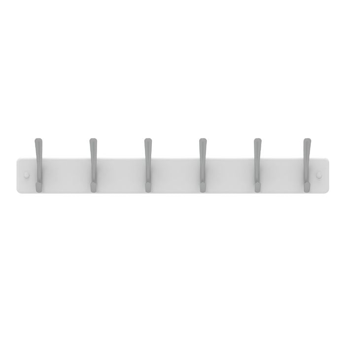 Mode Perma Products 6 Brushed Nickel Hooks White Board Hat And Coat Rack