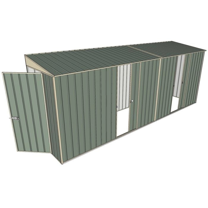 Build-A-Shed 1.2 x 5.2 x 2.0m Skillion Dual Single Sliding Side Doors Shed - Green