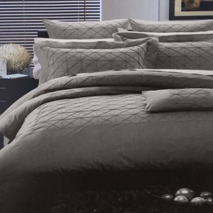 Bloomington Geometric Tuck Linen Polyester Cotton Quilt Cover Set Queen
