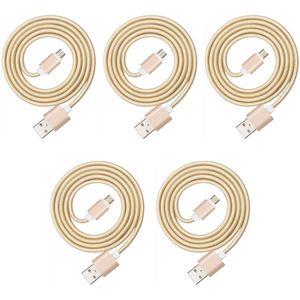 iWill 5 Pack 2m Long Data Transfer Charger Charging Micro USB Cable Cord for Android Phone Tablet Bulk Braided Gold Nylon