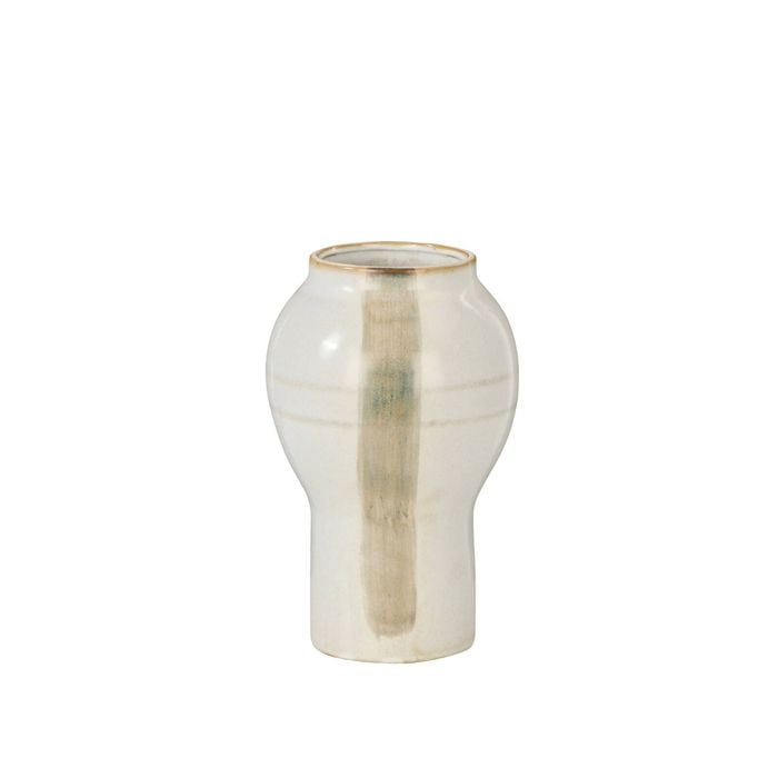 Amalfi Nora Reactive Glaze Vase Hand Paint Off White & Grey 15.6x15.6x24.2cm
