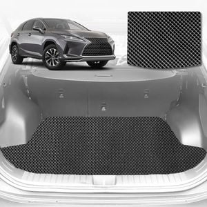 6D Diamond Car Boot Mat for Lexus RX (20R, 25R, 26R)2015-2022-(3rd Row seats up/7 seater)-Cargo Mat-Black-Outback GT