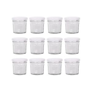 Argon Tableware Glass Jam Jars with White Lids - 90ml - Pack of 12