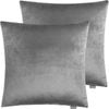 Velvet Square Cushion Cover 2pcs Pack - Light Grey
