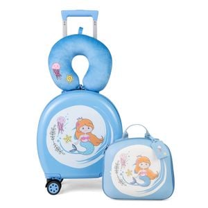 Costway 4pcs Kids Luggage Set Blue