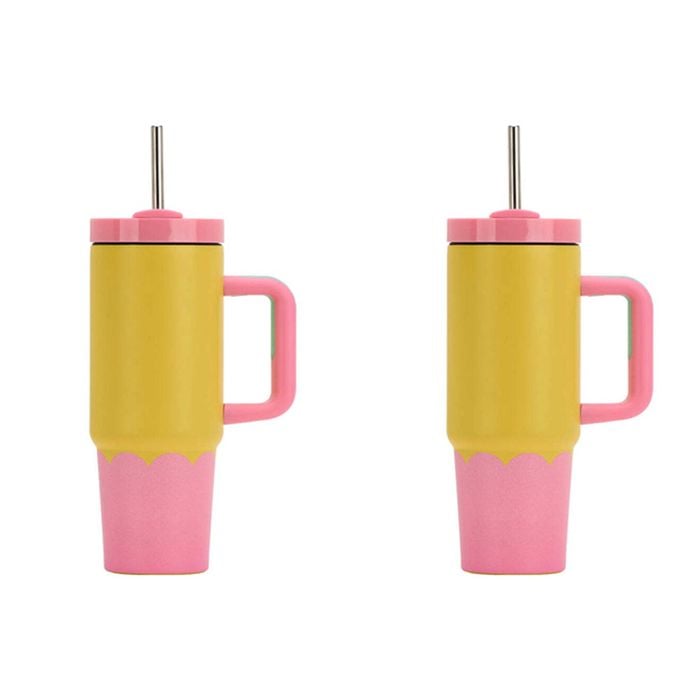 2PK Annabel Trends Super Sip Wave 380ml Stainless Steel Cup - Yellow Candy