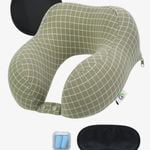 Travel Pillow Memory Foam Neck Pillow for Neck Pain Green