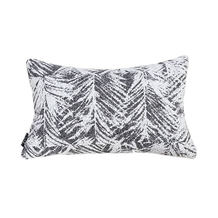 SOGA 35cm Modern Charcoal Palm Leaf Print Contemporary Throw Pillow