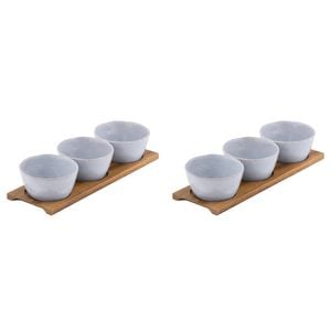 2x 4pc Ladelle Artisan Serving Porcelain Round Bowl & Tray Set Home/Kitchen Blue