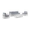 Kansas 3+1+1 Seater Lounge Set Coffee Table White & Navy Stripe Cushions