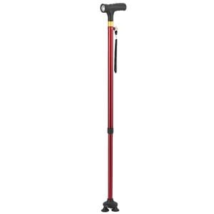 Walking Stick Cane Folding With Light LED Strap Handle Metal Adjustable 4 Legs