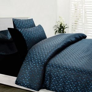 Accessorize Bouquet Blue Jacquard Quilt Cover Set Double