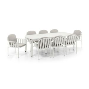 Mornington Outdoor 2.2m Rectangle Dining Setting With 8x Chairs White