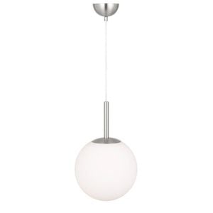 Telbix Bally Modern Pendant Hanging Lamp Light Glass Metal Opal Matt Nickel