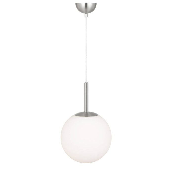 Telbix Bally Modern Pendant Hanging Lamp Light Glass Metal Opal Matt Nickel