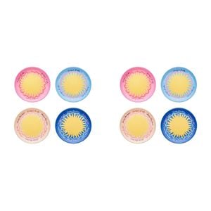 2x 4pc Porto Sole Outdoor Entertaining Side Plates Blush, Sea, Indigo, Pink
