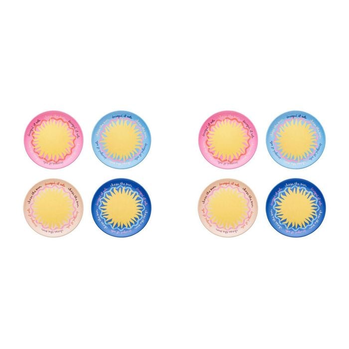 2x 4pc Porto Sole Outdoor Entertaining Side Plates Blush, Sea, Indigo, Pink
