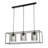 LumenSphere Carlos 3-Light Pendant - Black Finish, Smoke Glass, Metal Frame, E27 Base