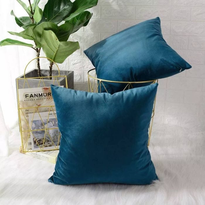 Velvet Square Cushion Cover 2pcs Pack - Teal Blue