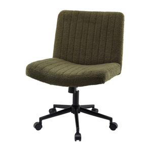 HOMFURN Armless Cross Legged Office Chair Teddy Fleece Green