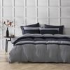 Dreamaker Herringbone 100% Cotton Quilt Cover Set Charcoal Grey King Single Bed