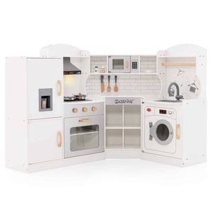 Costway Wooden Pretend Cooking Toy with Kitchen Accessories