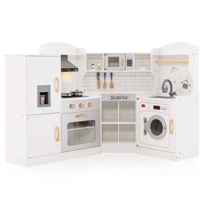 Costway Wooden Pretend Cooking Toy with Kitchen Accessories