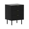 Sarantino Evelyn Bedside Table with 3 Drawers - Black
