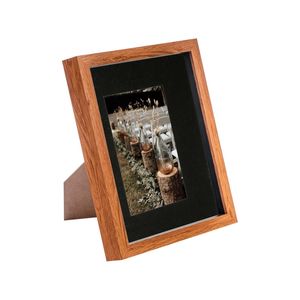 Nicola Spring Acrylic 3D Box Photo Frame with 4" x 6" Mount - 8" x 10"  - Dark Wood