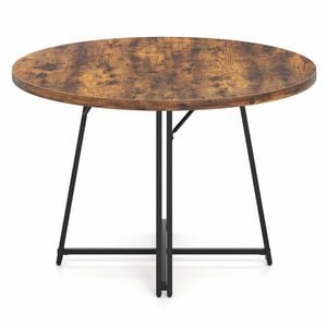 Costway 118cm Dining Table for 4-6 Kitchen Diner 8 Leg Cross Base Brown