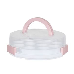 Davis & Waddell 2 in 1 Round Cake and Cupcake Carrier Pink & White 36x36x11.5cm