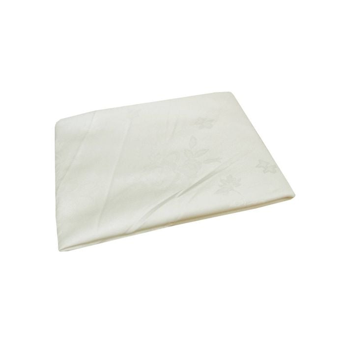 Damask Jacquard Polyester Tablecloth 180cm Round Rosie Ivory