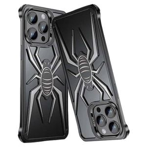 Pop Phones Metal Spider Hollow Case (suits Iphone 15 Pro Max) - Black/white