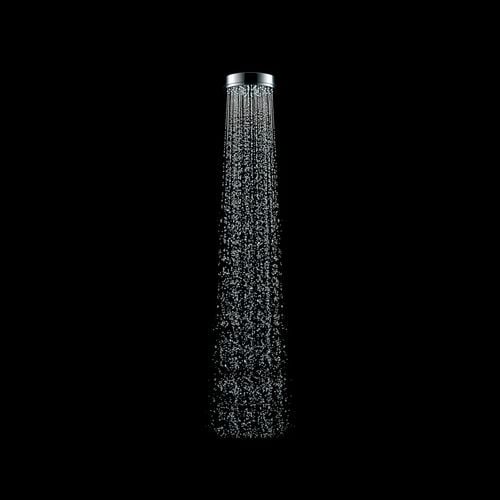Stream of water coming from a chrome spray shower head