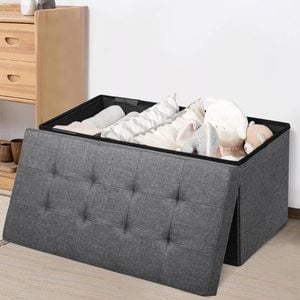 Costway Fabric Foldable Storage Ottoman Bench Footrest Stool