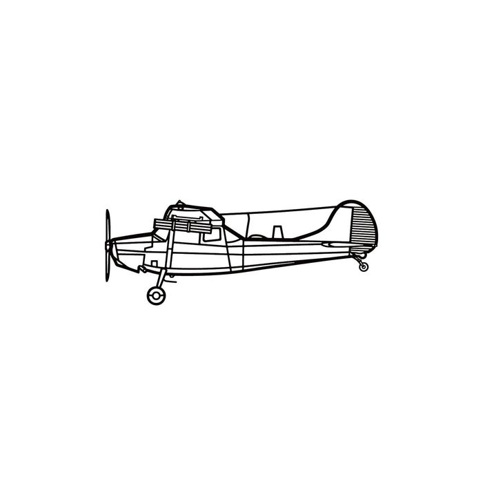 Ignite Laser Cessna L-19 Bird Dog - Light Observation Aircraft Silhouette Metal Wall Art Coated Black 23.6 inch - 60 cm