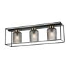 LumenSphere Carlos 3-Light Flush Mount Light - Black Finish, Smoke Glass, Metal Frame, E27 Base