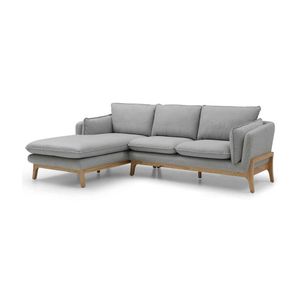 Modern Furniture BRONTE 3 Seater Sofa with Left Chaise - Light Grey & Oak