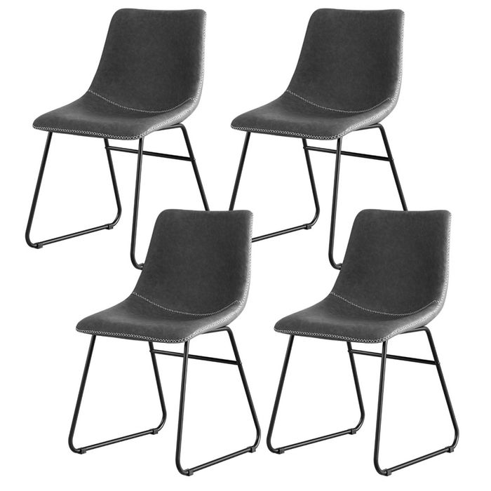4x Artiss Dining Chairs Retro PU Leather Grey