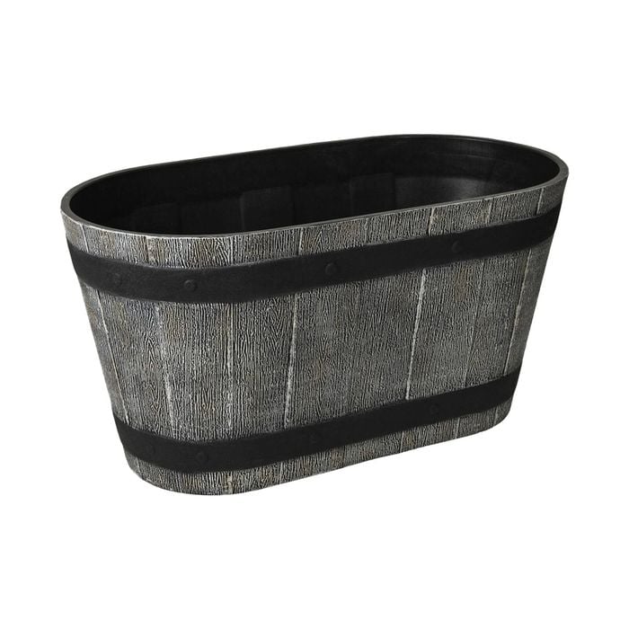 EDEN Grey And Bronze Whiskey Trough Planter