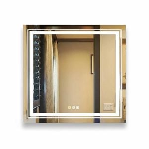 P&P Silver Square LED Bathroom Mirror Touch Control Anti Fog Lighting