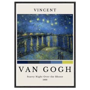 Galrie Vincent van Gogh Starry Night Over the Rhone -Iconic Post-Impressionist Art Print, Black Frame, A1 60x 84cm (23 x 33inch)