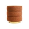 La Bella Round Stacked Ottoman Stool 38cm Orange Teddy Fleece Fabric Foot Rest