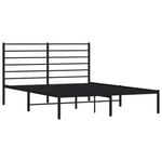 vidaXL Bed Frame Bed Base Slat Bed with Headboard Black 153x203 cm Queen Size