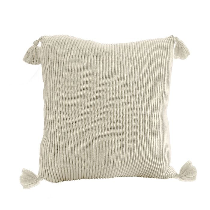 SOGA 45cm Khaki Wabi-Sabi Tassel Square Throw Pillow
