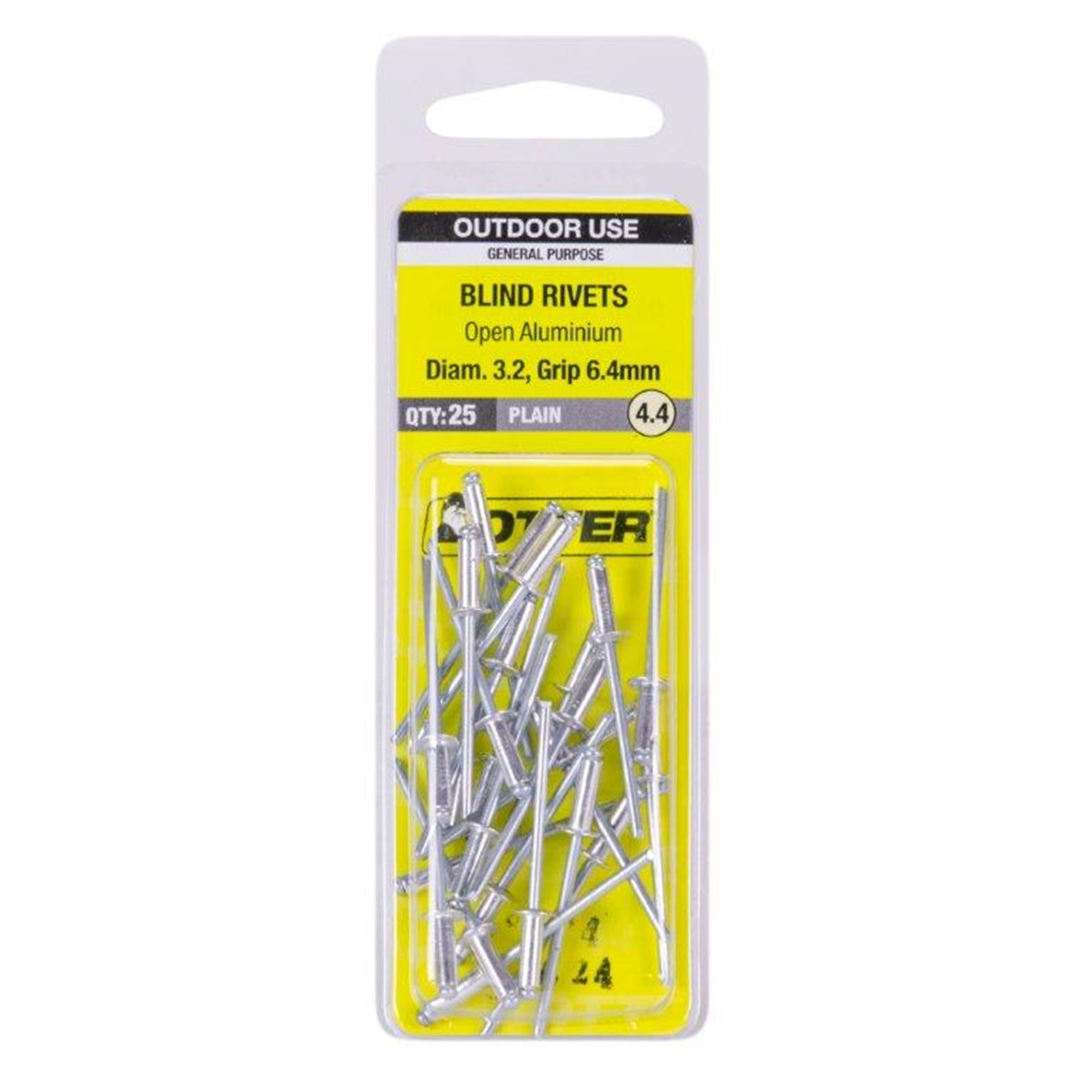 Otter 4.8 x 6.4mm Open Aluminium Blind Rivets - 25 Pack thumbnail 2