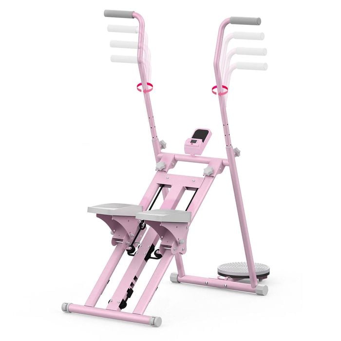 Advwin Vertical Climber Exercise Machine Multi-Function Adjustable Stair Stepper 120 Capacity Pink&Purple