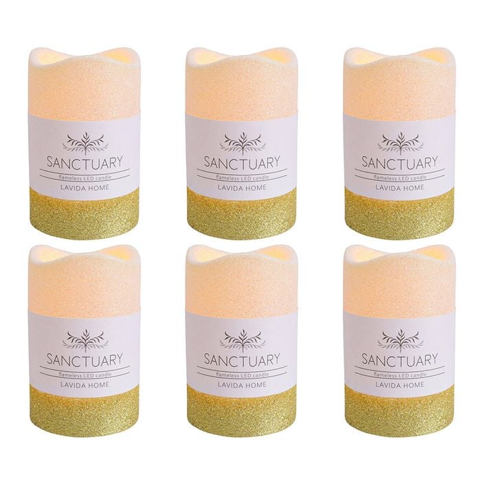 6PK LVD Flameless Candle Medium Gold Ombre Decorative Home/Lounge Decor